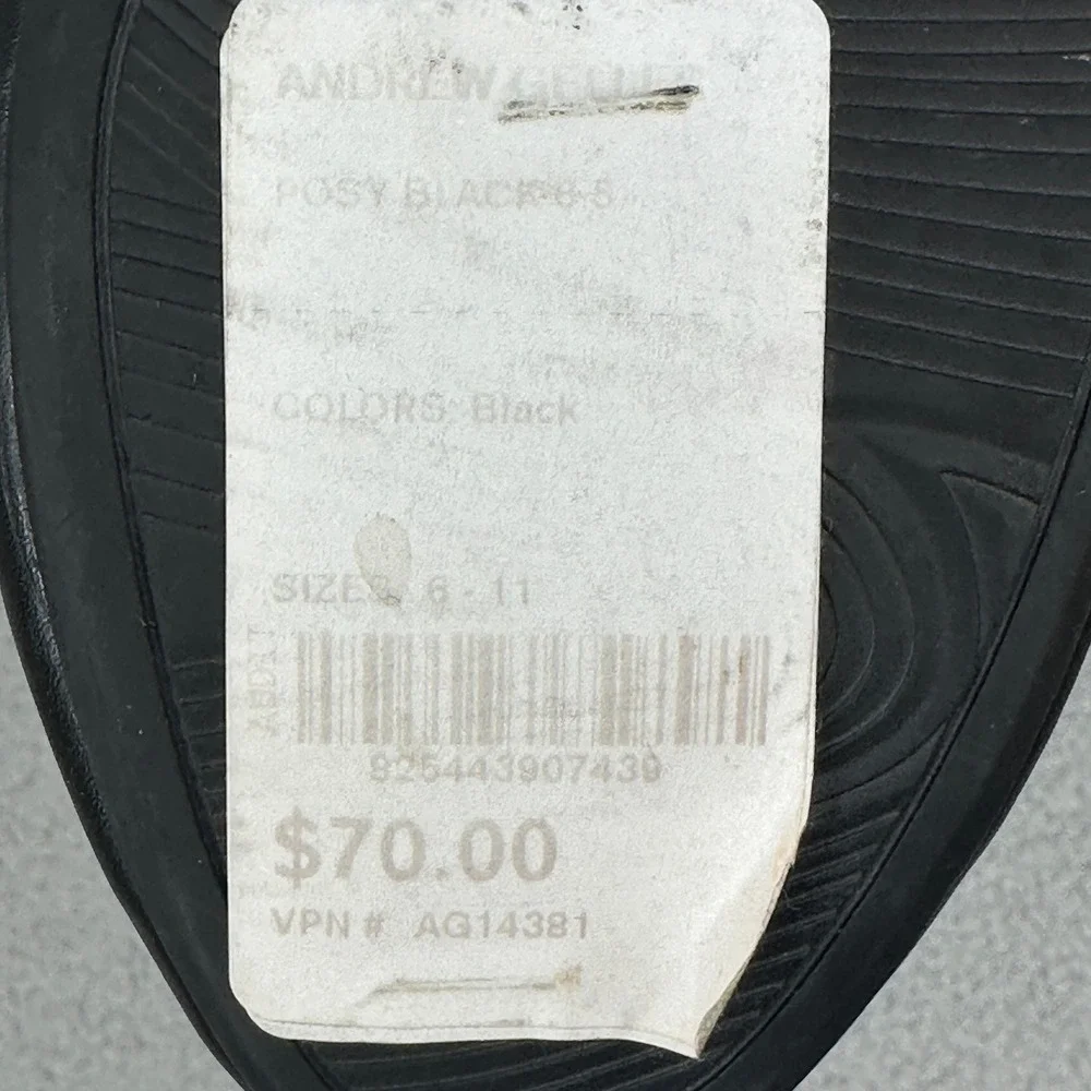 Andrew Geller Posy Black Loafer Flats‎ Size 6.5M Fringe Slip-On Comfort Shoes